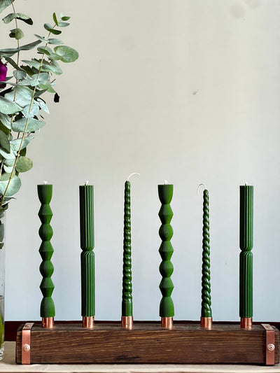 Bougie en cire d'abeille ATHÈNES – Verte – Coulée à la main – Pour salons et décoration – Lot de 2 ou 4