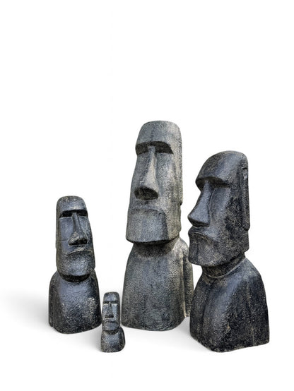 Moai Kopf Statue - Garten Deko Skulptur - Wetterfest - Rapa-Nui Osterinsel-Figur aus Lavasand Grau - 150x49x47 cm