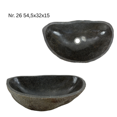 Natural stone washbasin - bathroom toilet countertop washbasin wash bowl - unique - boulder stone solid 
