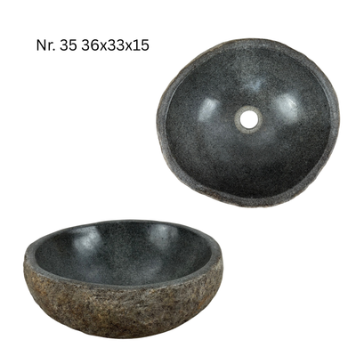 Natural stone washbasin - bathroom toilet countertop washbasin wash bowl - unique - boulder stone solid 