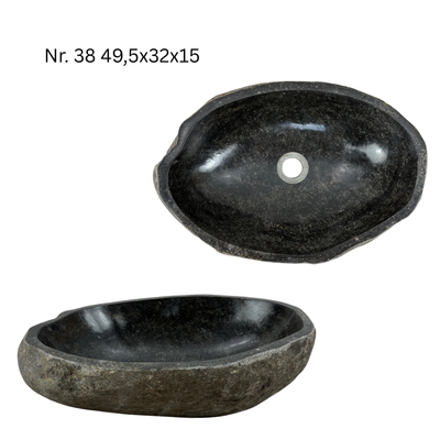 Natural stone washbasin - bathroom toilet countertop washbasin wash bowl - unique - boulder stone solid 