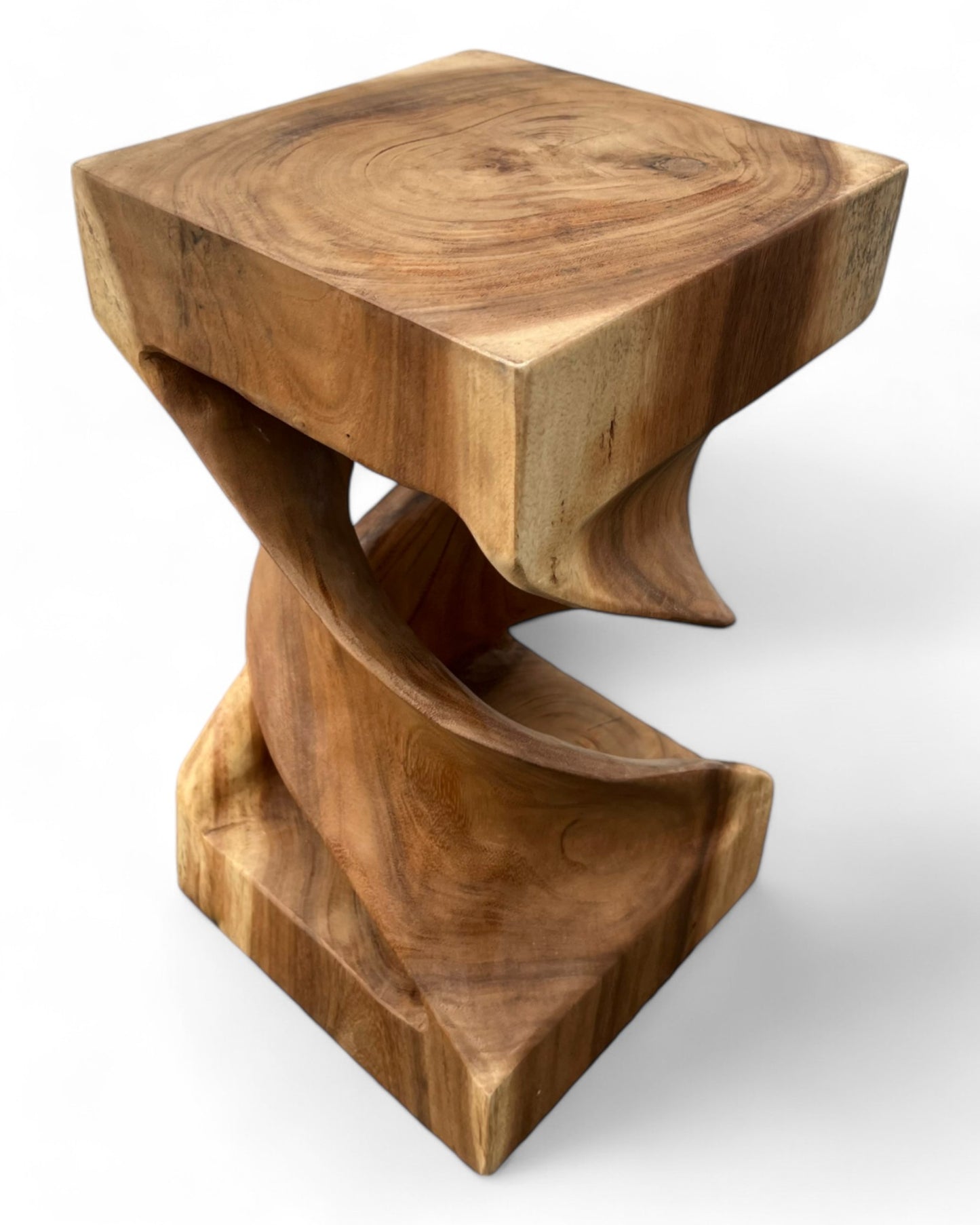 Holz Beistelltisch -  Holzhocker Couchtisch - Handgefertigt - Gedreht aus massivem Suarholz - 50x28x28 cm