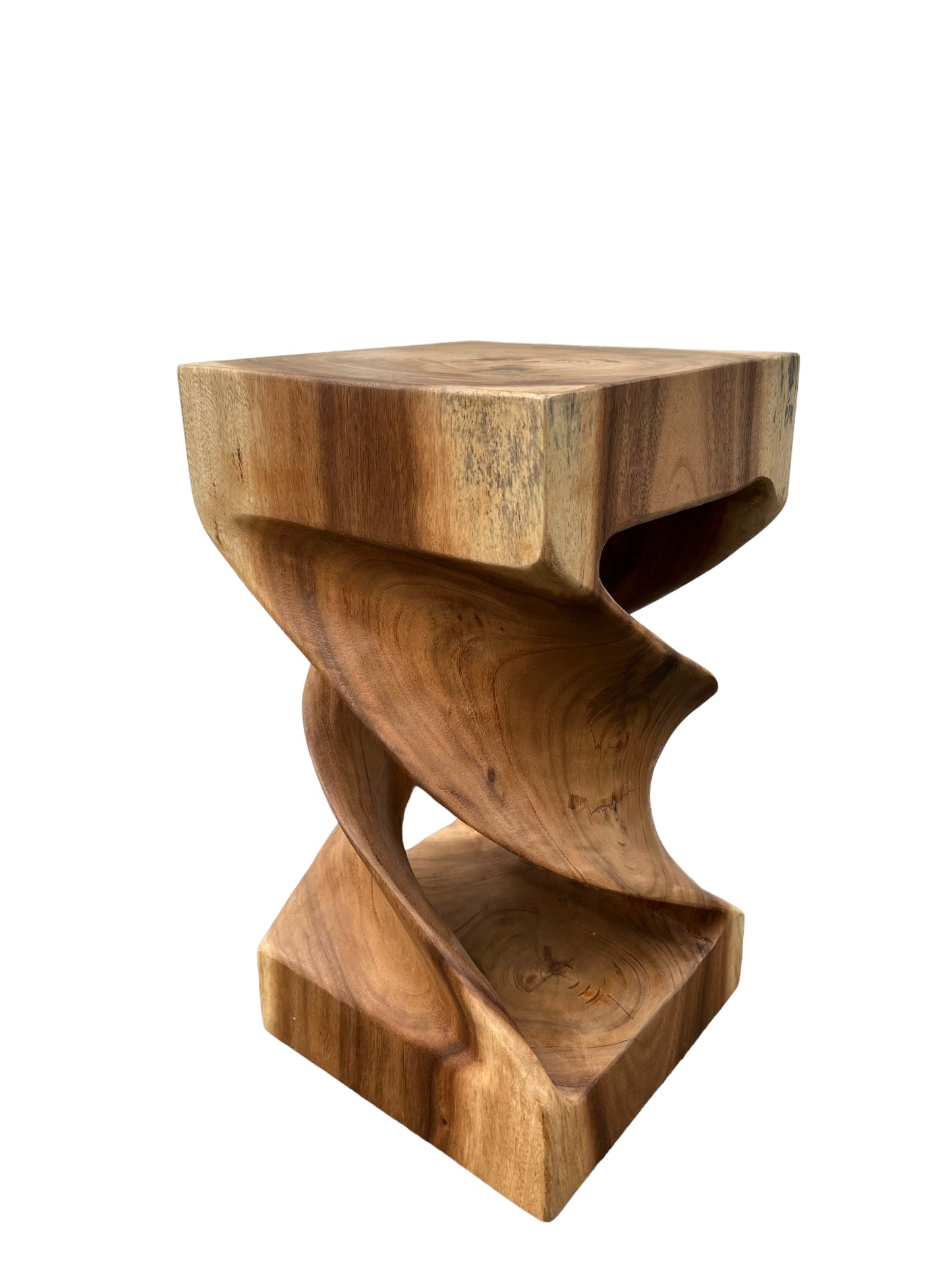 Holz Beistelltisch -  Holzhocker Couchtisch - Handgefertigt - Gedreht aus massivem Suarholz - 50x28x28 cm