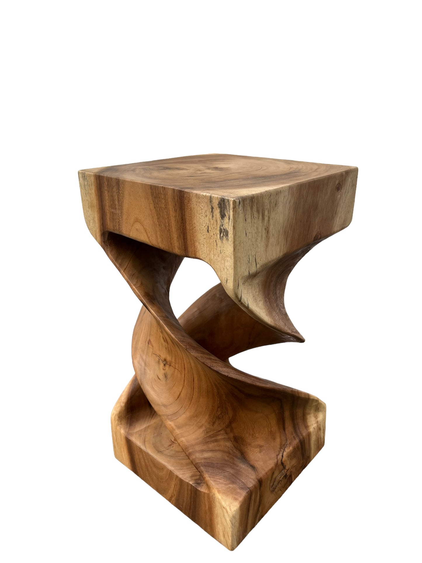 Holz Beistelltisch -  Holzhocker Couchtisch - Handgefertigt - Gedreht aus massivem Suarholz - 50x28x28 cm