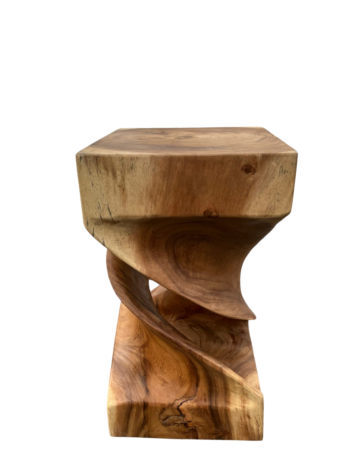 Holz Beistelltisch -  Holzhocker Couchtisch - Handgefertigt - Gedreht aus massivem Suarholz - 50x28x28 cm