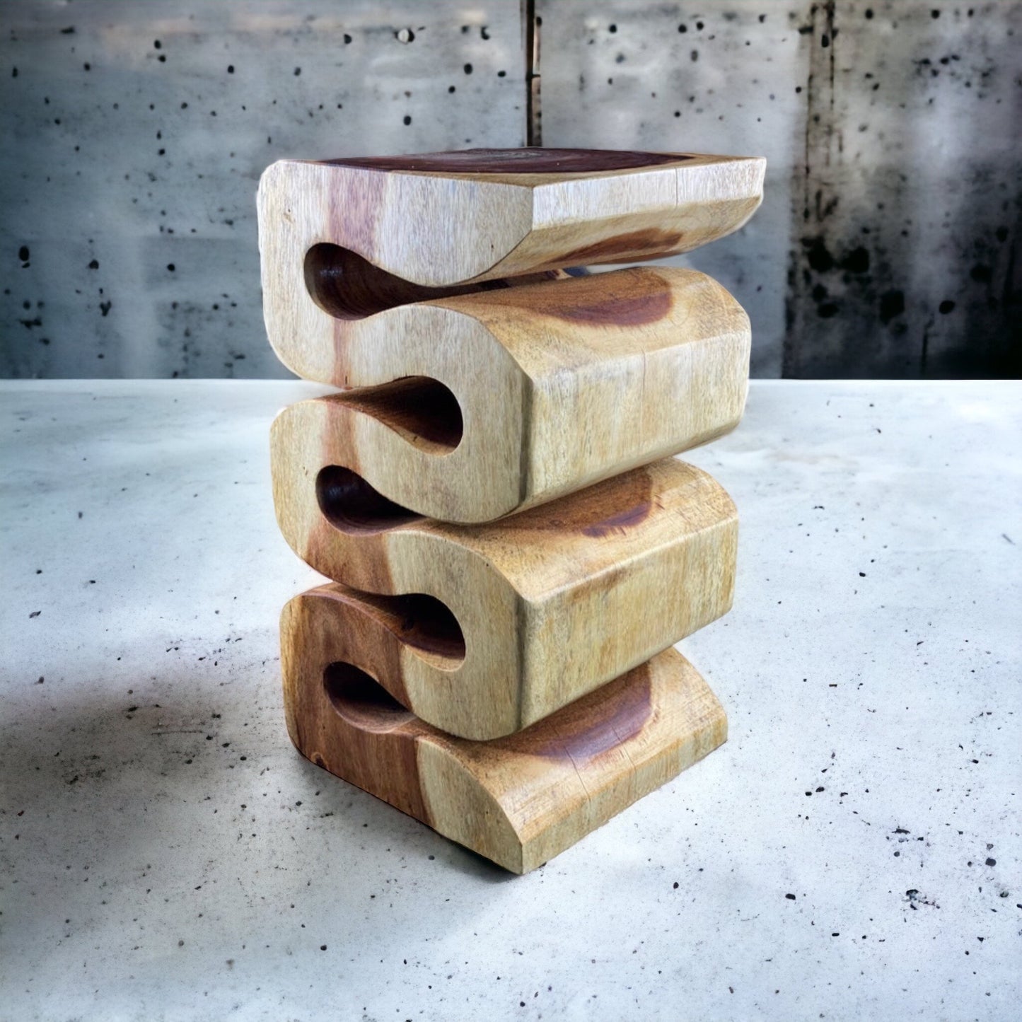 Unique Samanwood Snake Stool: Handcrafted, curved design for versatile use and stylish furnishings
