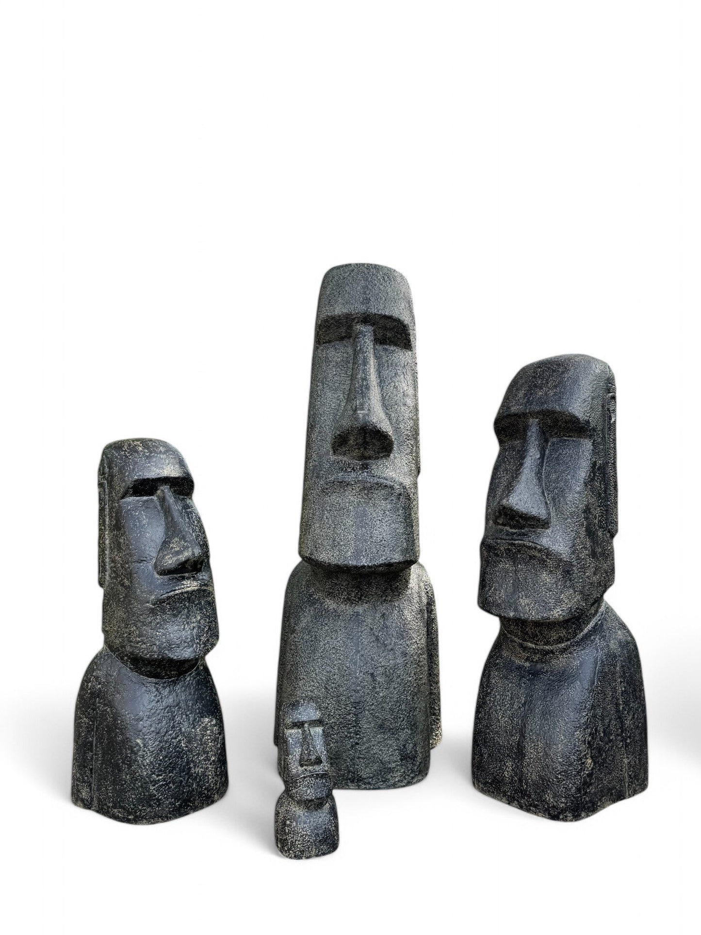 Moai Kopf Statue - Garten Deko Skulptur - Wetterfest - Rapa-Nui Osterinsel-Figur aus Lavasand Grau - 150x49x47 cm
