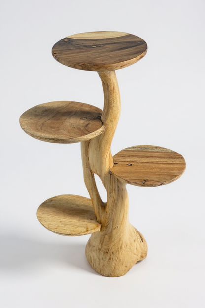 Étagère en teck – Design naturel avec un grain de bois unique – Accessoire de maison polyvalent pour plantes, livres et décorations – Différentes tailles