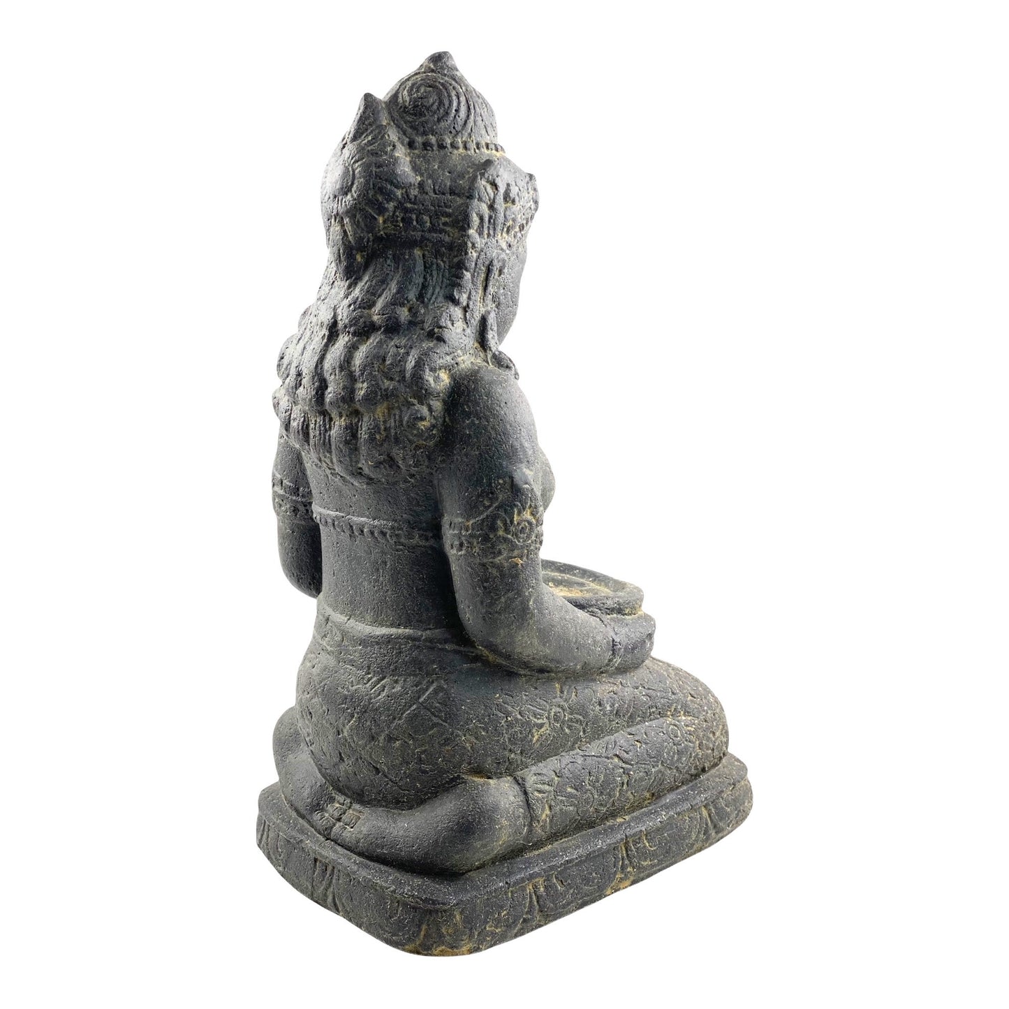 Dewi Sri Stone Statue Lava Sand Bowl Approx. 50 cm Sitting Garden Sculpture Cast Figure