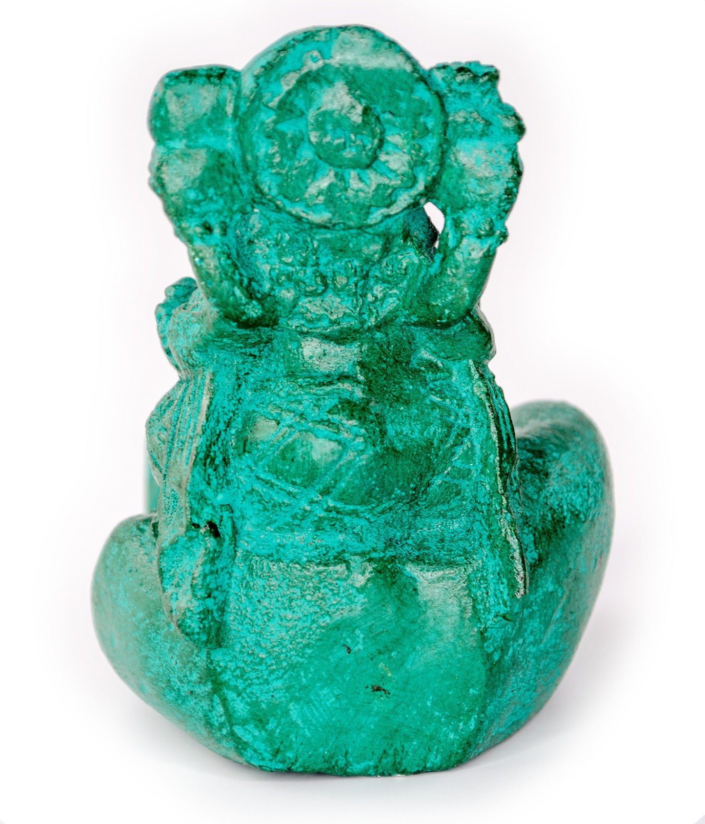 Ganesha Stone Hand Sculpture Figure Incense Stick Holder Elephant Approx. 15cm Green Decoration