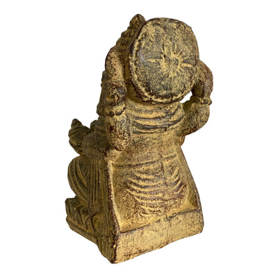 Sculpture de Ganesh - Décoration de pièce - Déité hindoue de la bonne chance - Mélange de pierres Éléphant jaune - 14 x 8,5 x 6 cm
