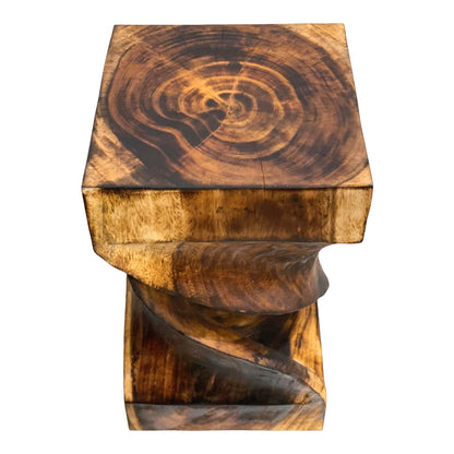 Wooden side table: Flambéed, handmade &amp; high-quality wooden stool (50x28x28)