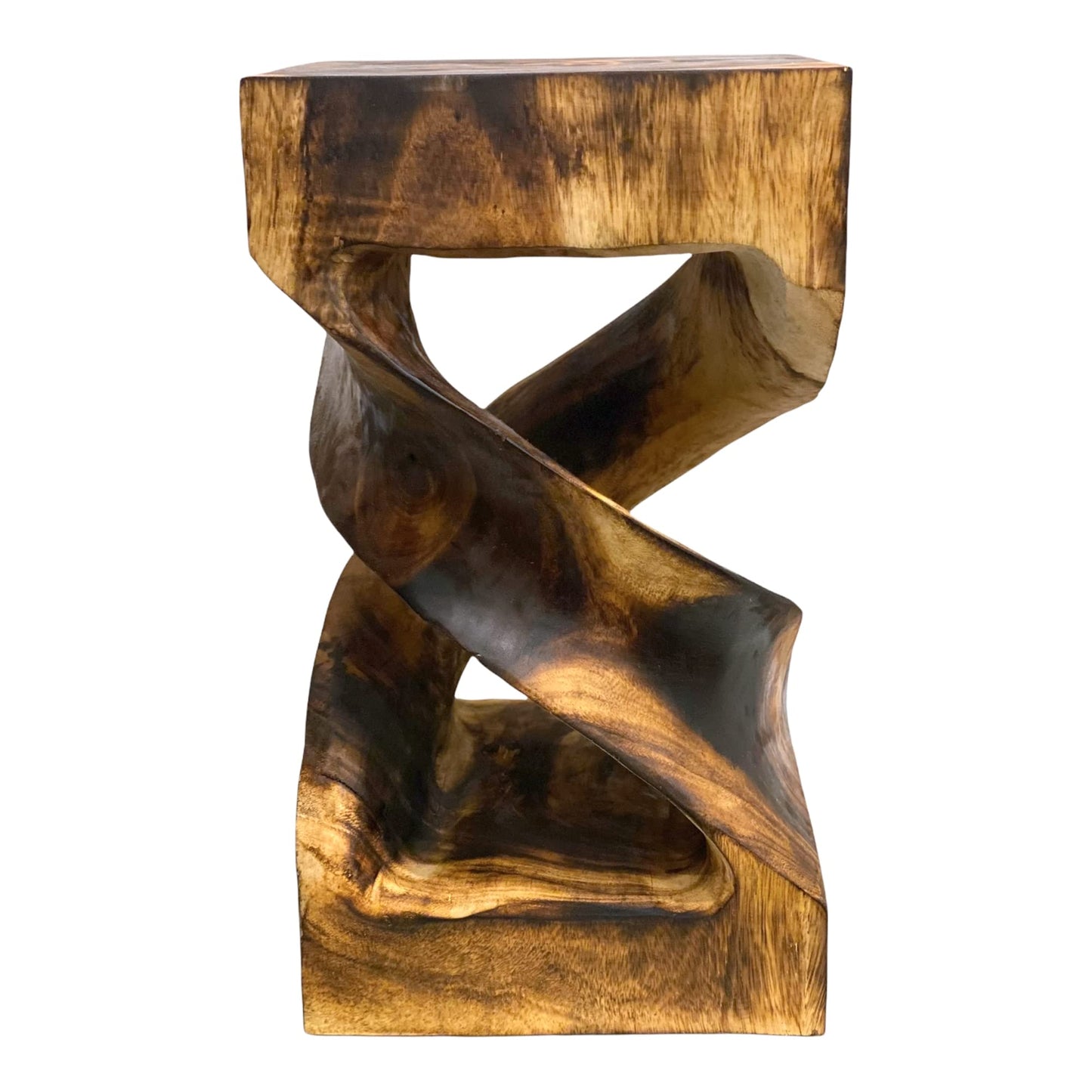 Wooden side table: Flambéed, handmade &amp; high-quality wooden stool (50x28x28)