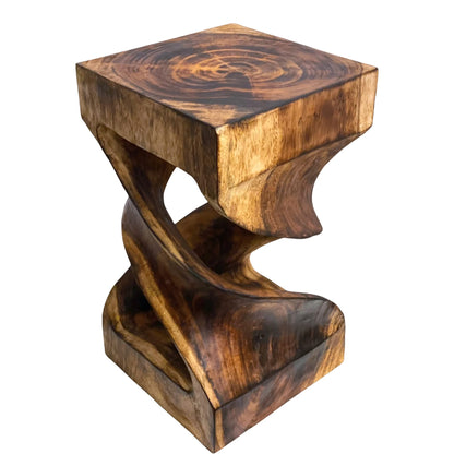 Wooden side table: Flambéed, handmade &amp; high-quality wooden stool (50x28x28)