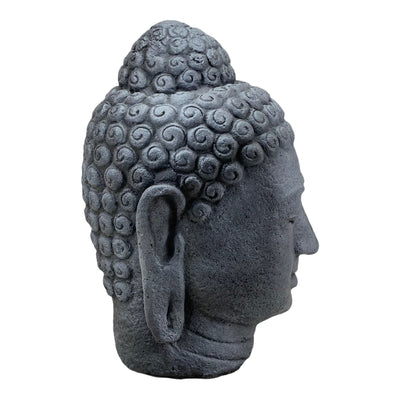 Buddha Head - Garden Decoration Room Decoration - Cast Stone Figure Weatherproof - Stone Mix Grey - 30x19x21 cm