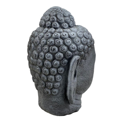 Buddha Head - Garden Decoration Room Decoration - Cast Stone Figure Weatherproof - Stone Mix Grey - 30x19x21 cm