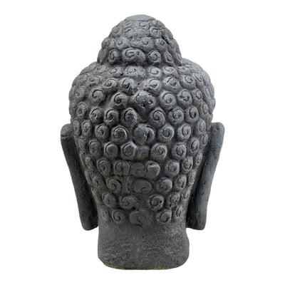 Buddha Head - Garden Decoration Room Decoration - Cast Stone Figure Weatherproof - Stone Mix Grey - 30x19x21 cm