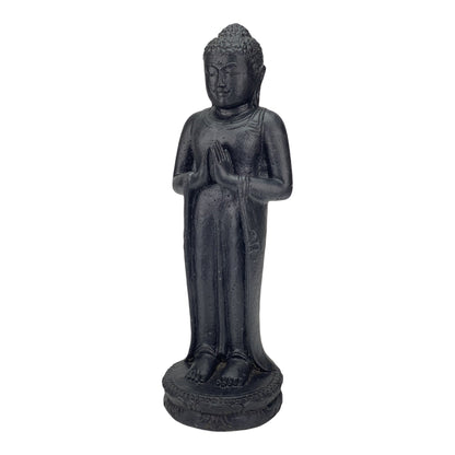 Standing Buddha - Garden Decoration - Cast Stone Figure Weatherproof - Lava-Sand Stone Mixture - 50x16x14 cm