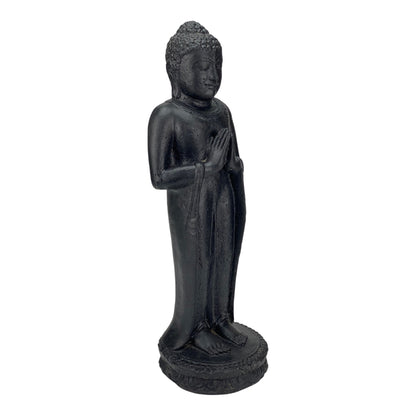 Standing Buddha - Garden Decoration - Cast Stone Figure Weatherproof - Lava-Sand Stone Mixture - 50x16x14 cm