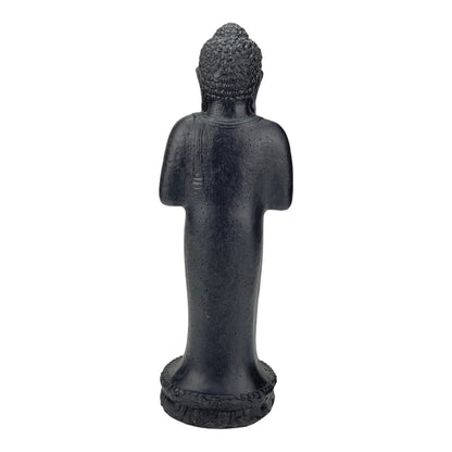 Standing Buddha - Garden Decoration - Cast Stone Figure Weatherproof - Lava-Sand Stone Mixture - 50x16x14 cm