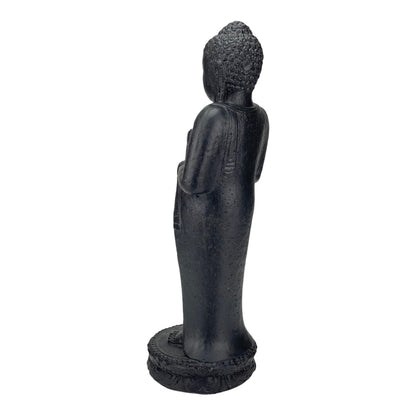 Standing Buddha - Garden Decoration - Cast Stone Figure Weatherproof - Lava-Sand Stone Mixture - 50x16x14 cm