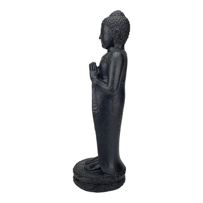 Standing Buddha - Garden Decoration - Cast Stone Figure Weatherproof - Lava-Sand Stone Mixture - 50x16x14 cm