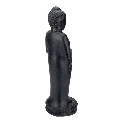 Standing Buddha - Garden Decoration - Cast Stone Figure Weatherproof - Lava-Sand Stone Mixture - 50x16x14 cm