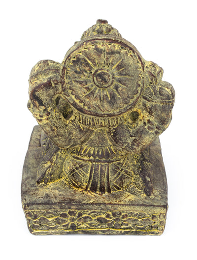 Ganesha Skulptur - Deko Raumdeko Räucherstäbchen Halter - Hindu Gottheit des Glückes - Steingemisch Elefant Gelb - 23x13x15 cm