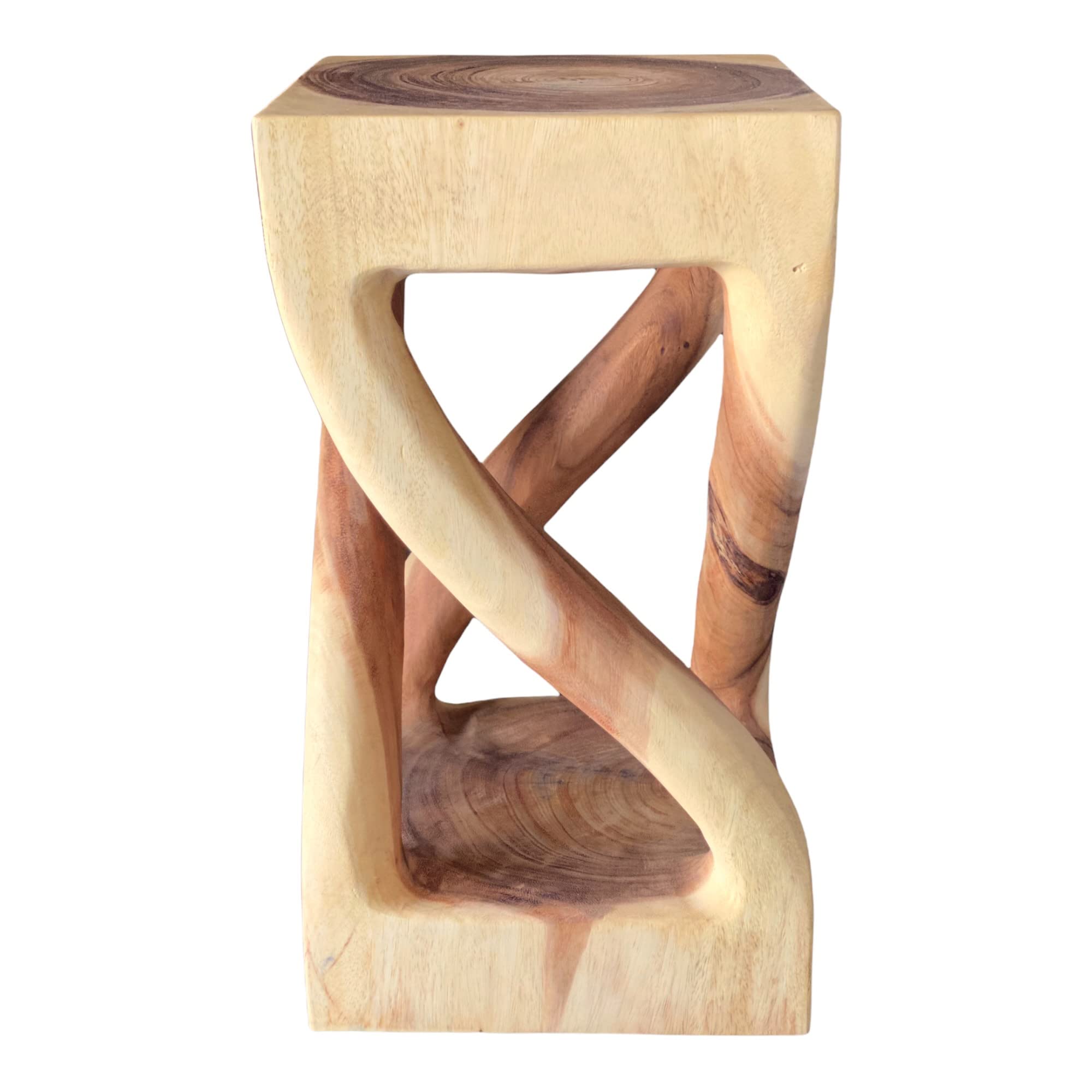 Wooden side table - wooden stool coffee table - handmade - turned from light solid suar wood - 50x28x28 cm