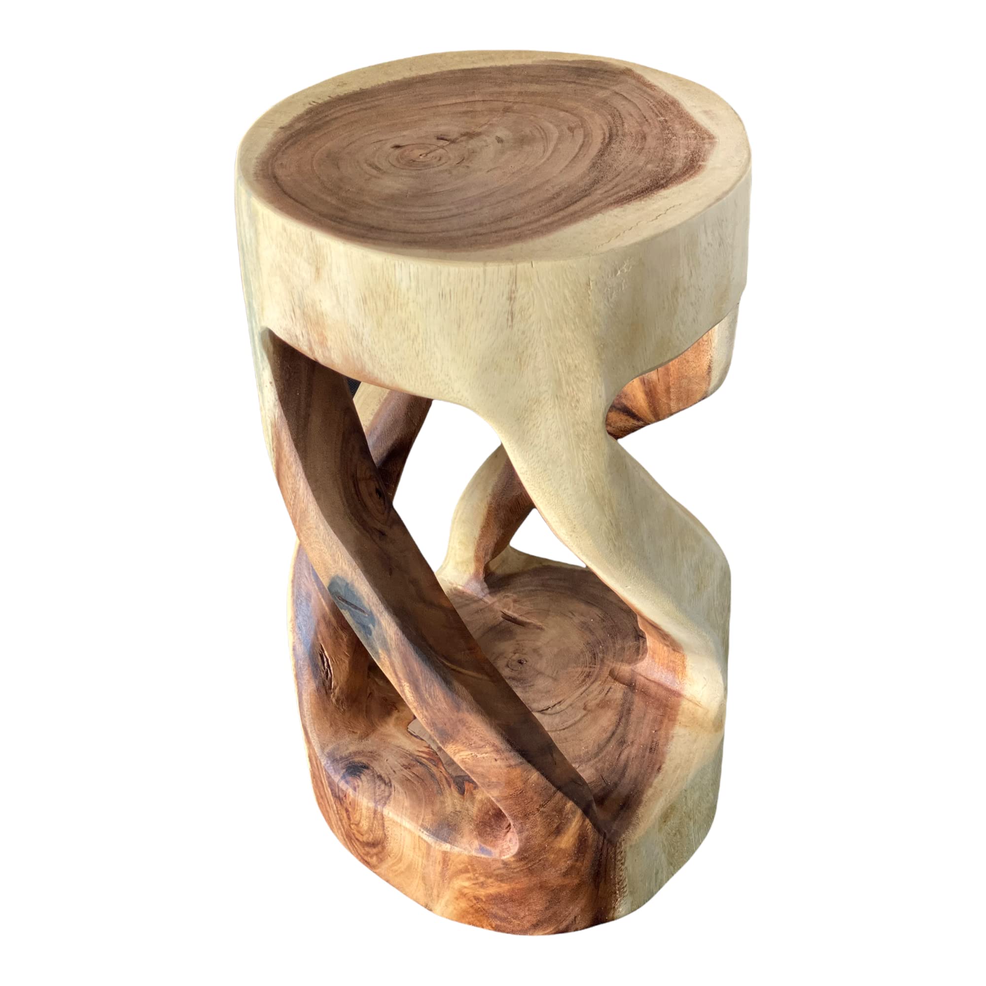 Wooden stool - side table, flower stool, storage table - unique, handmade - round, turned from solid Suar wood - 50x28x28 cm 