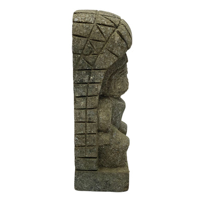 Figurine Tiki « Ku » - Décoration d'intérieur de jardin - Statue du Dieu de la Guerre d'Hawaï - Calcaire - 30 x 12,5 x 9 cm