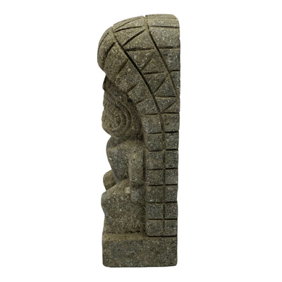 Figurine Tiki « Ku » - Décoration d'intérieur de jardin - Statue du Dieu de la Guerre d'Hawaï - Calcaire - 30 x 12,5 x 9 cm