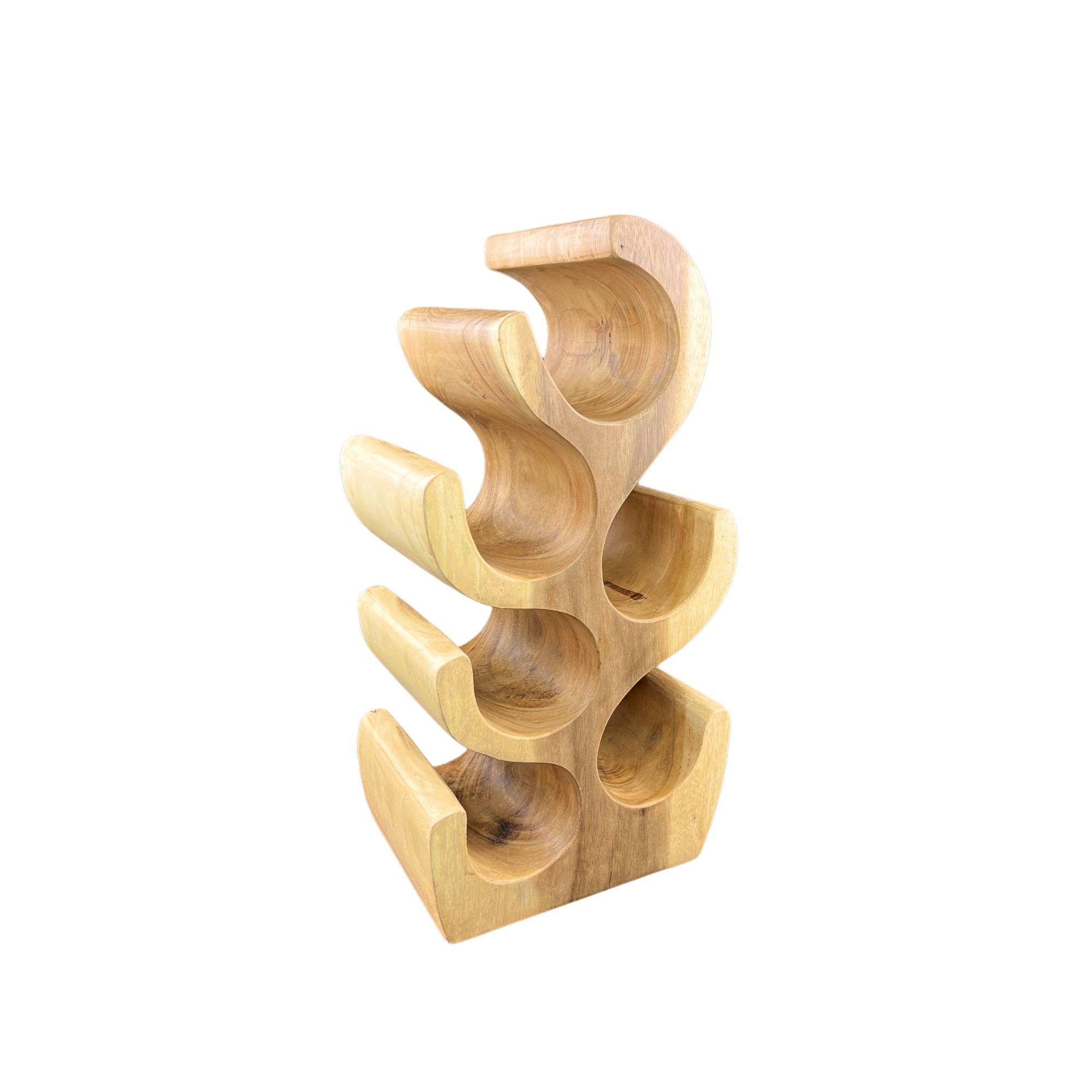 Solid wine rack - kitchen living room decoration wine holder - handmade noble high-quality - fir shape made of suar wood - 30/50/70/100x27x18 cm