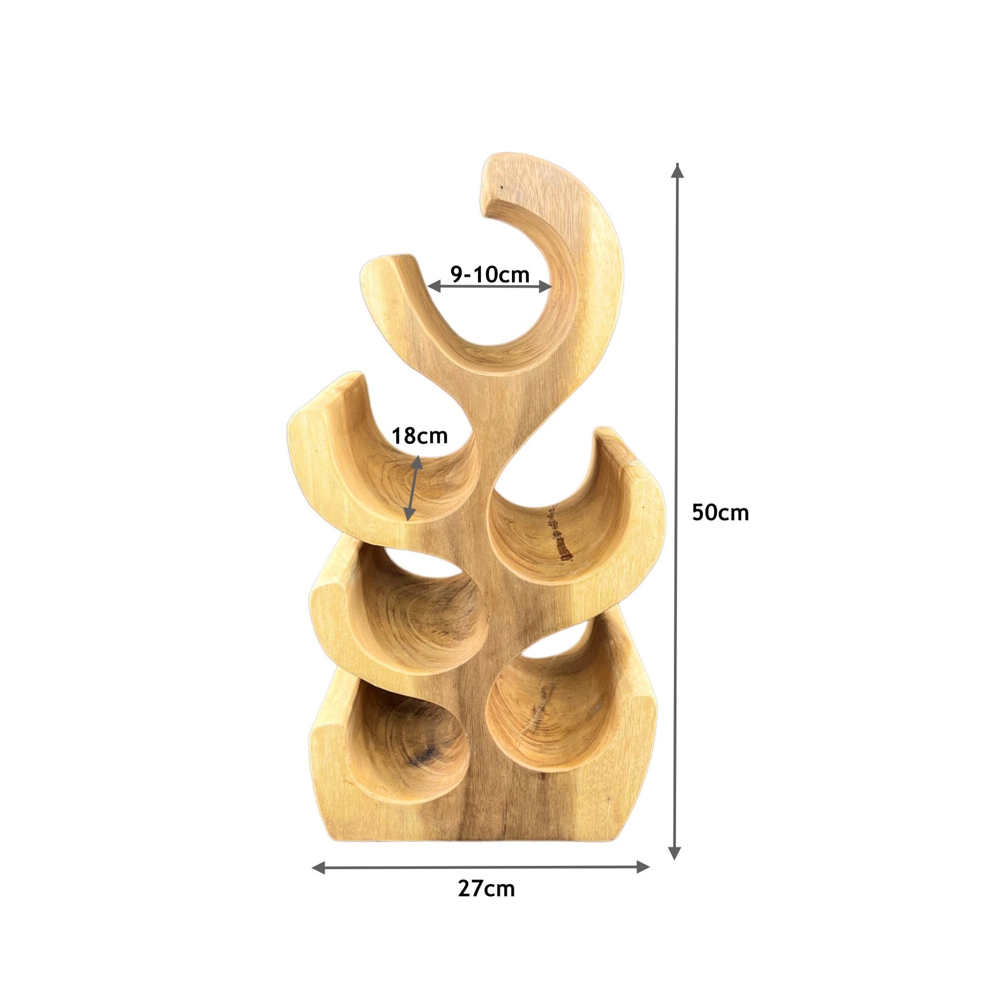 Solid wine rack - kitchen living room decoration wine holder - handmade noble high-quality - fir shape made of suar wood - 30/50/70/100x27x18 cm