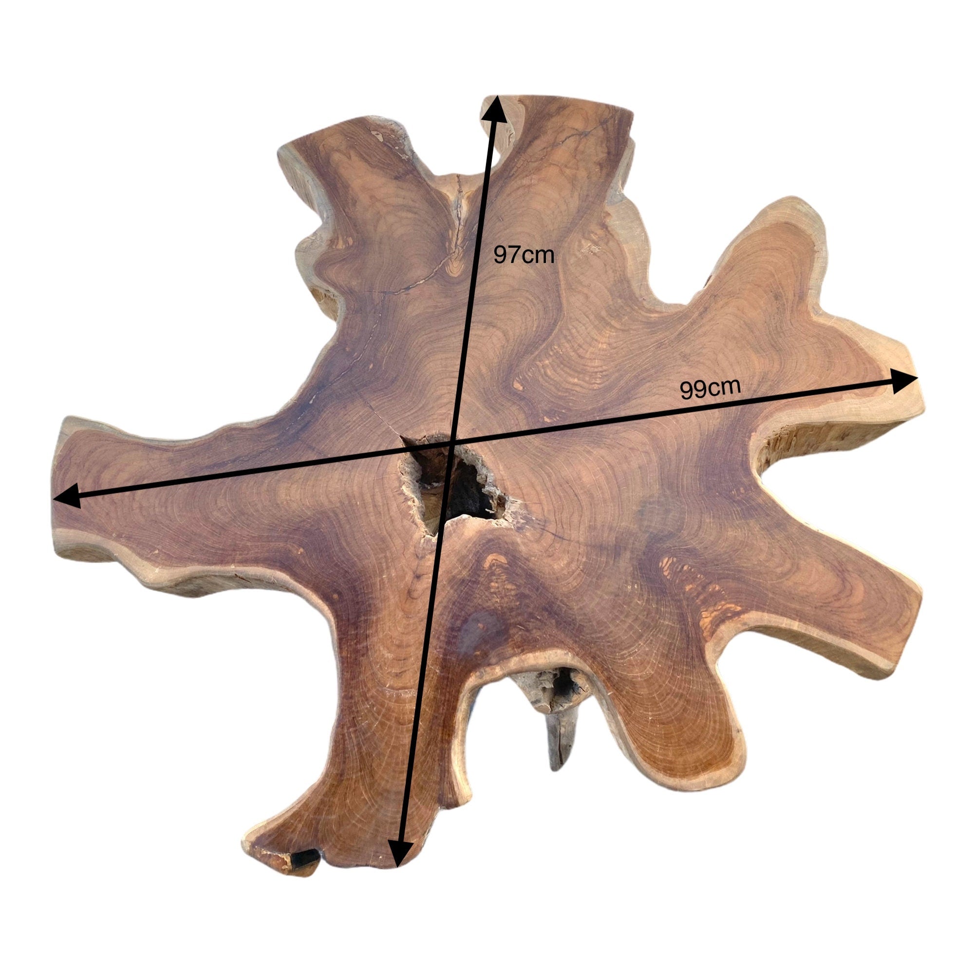 Root wood table - furniture indoor living room flower stool - handmade - solid natural teak - approx. 74x97x99 cm
